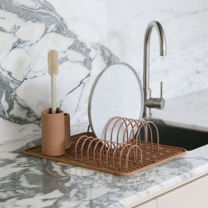 DESIGNSTUFF Store-All Cutlery Drainer/Holder, Camel