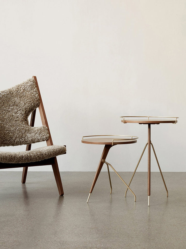 AUDO CPH (ex MENU) Knitting Lounge Chair, Walnut Base, Sheepskin, Skandilock Curly 17 mm Cork 19 (Nougat)