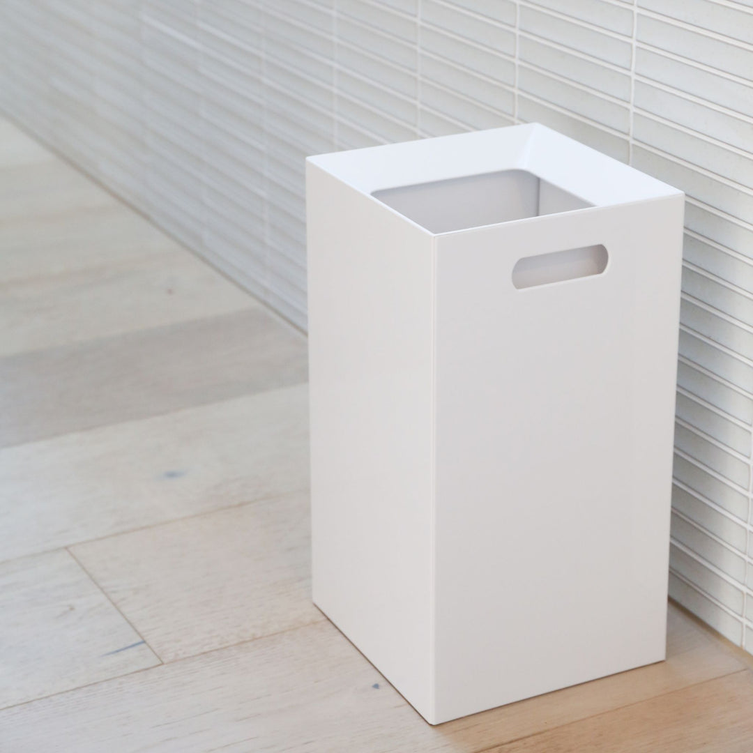 YAMAZAKI Tower Square Trash Can/Rubbish Bin, White, H33 cm