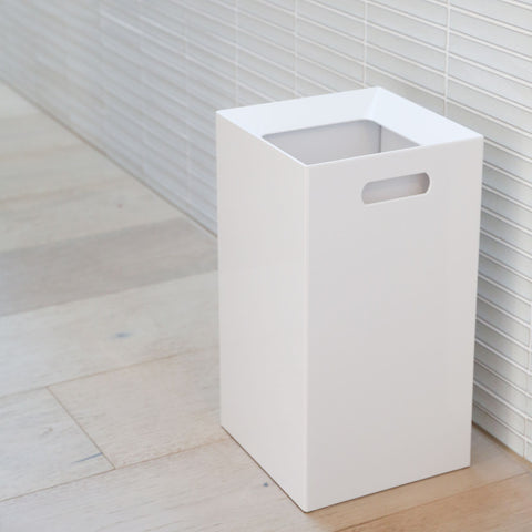 YAMAZAKI Tower Square Trash Can/Rubbish Bin, White, H33 cm
