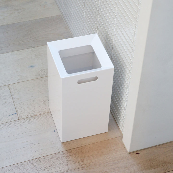 YAMAZAKI Tower Square Trash Can/Rubbish Bin, White, H33 cm