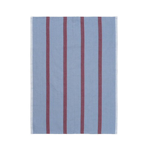 ferm LIVING Hale Kitchen Tea Towel, Faded Blue/Burgundy