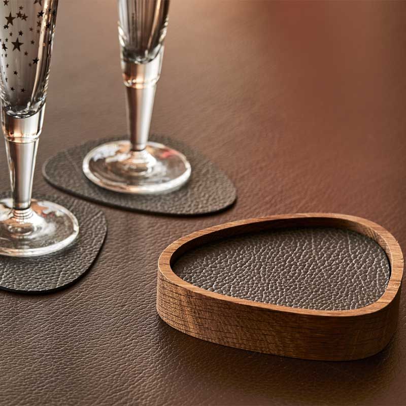 LIND DNA Wood Box Curve for Coasters 12.5x14cm, Oak Nature