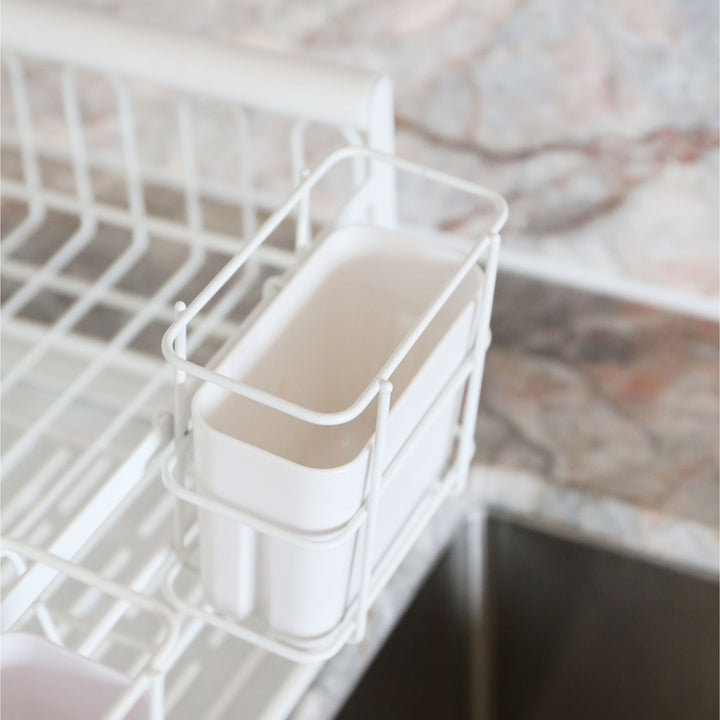 DESIGNSTUFF The Frame Dish Rack with Removable Utensil Holders, White