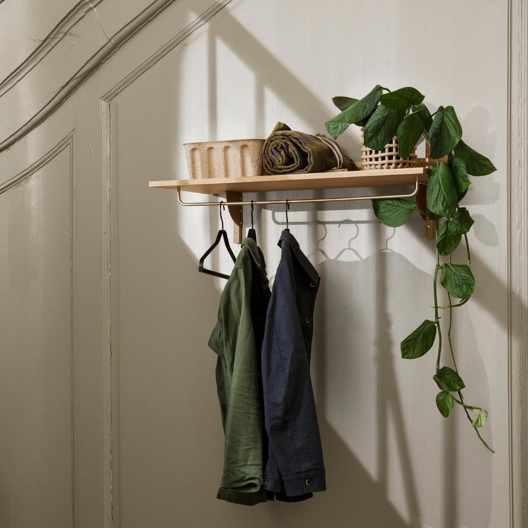 ferm LIVING Sector Rack Shelf, Oak/Brass