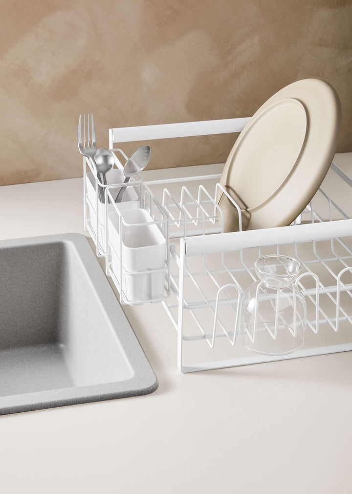 DESIGNSTUFF The Frame Dish Rack with Removable Utensil Holders, White