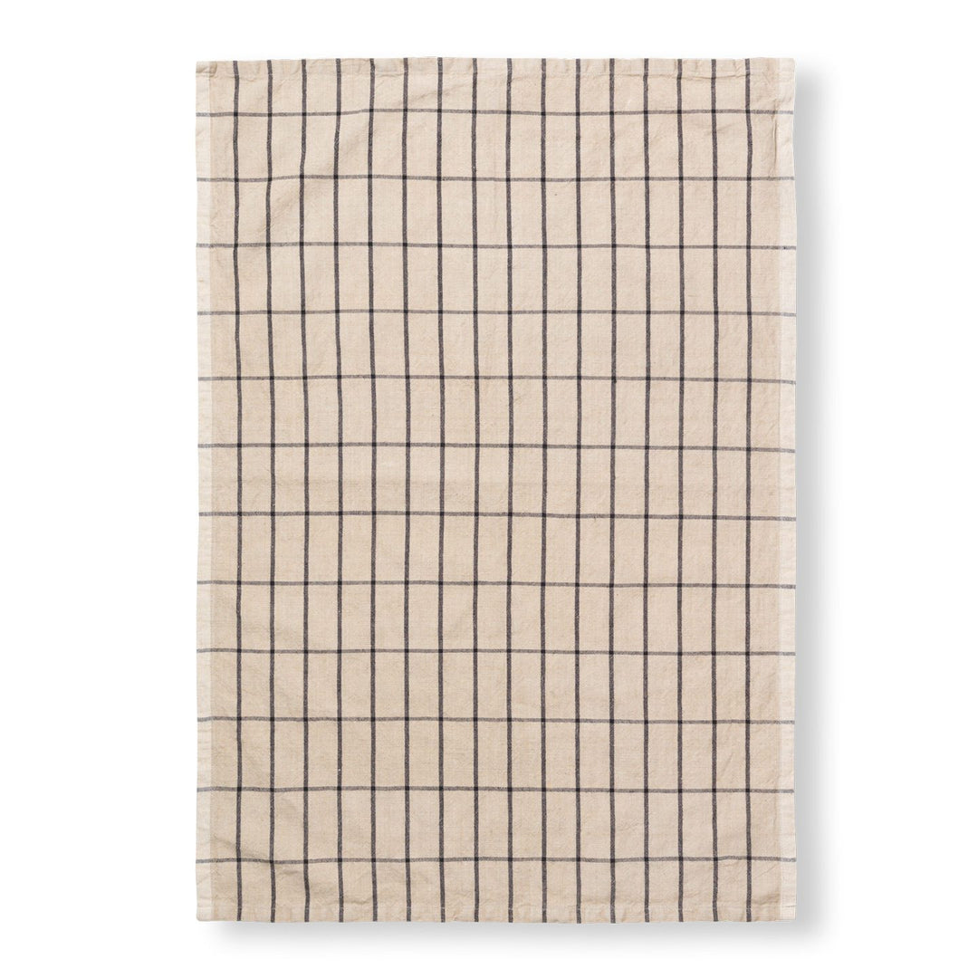 ferm LIVING Hale Kitchen Tea Towel, Sand/Black