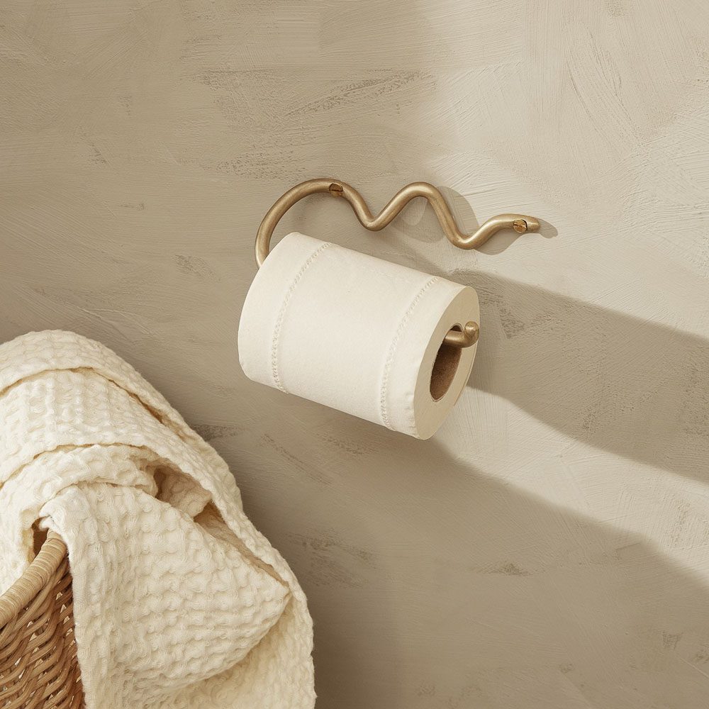 ferm LIVING Curvature Toilet Paper Holder, Brass