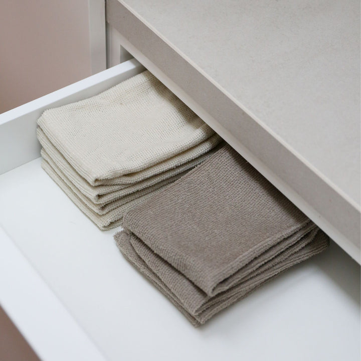 ENKEL STUDIO Microfibre Cloths, Cream/Taupe (Set of 8)