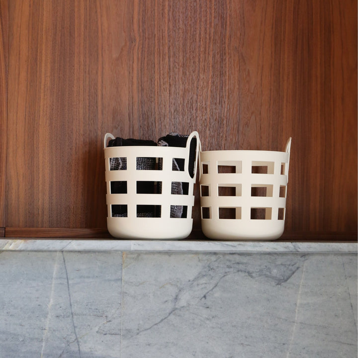 ENKEL STUDIO Storage Basket, Small, Sand (Set of 2)