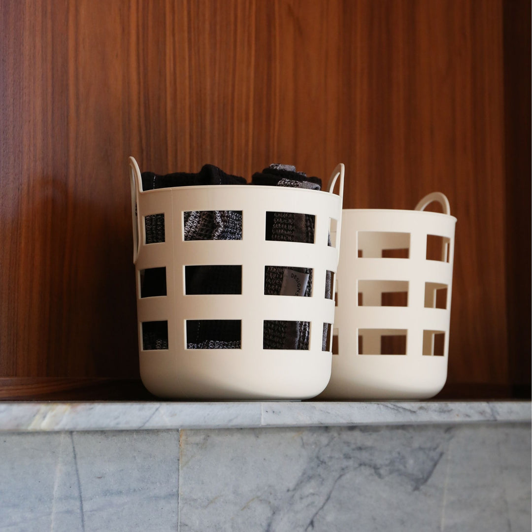 ENKEL STUDIO Storage Basket, Small, Sand (Set of 2)