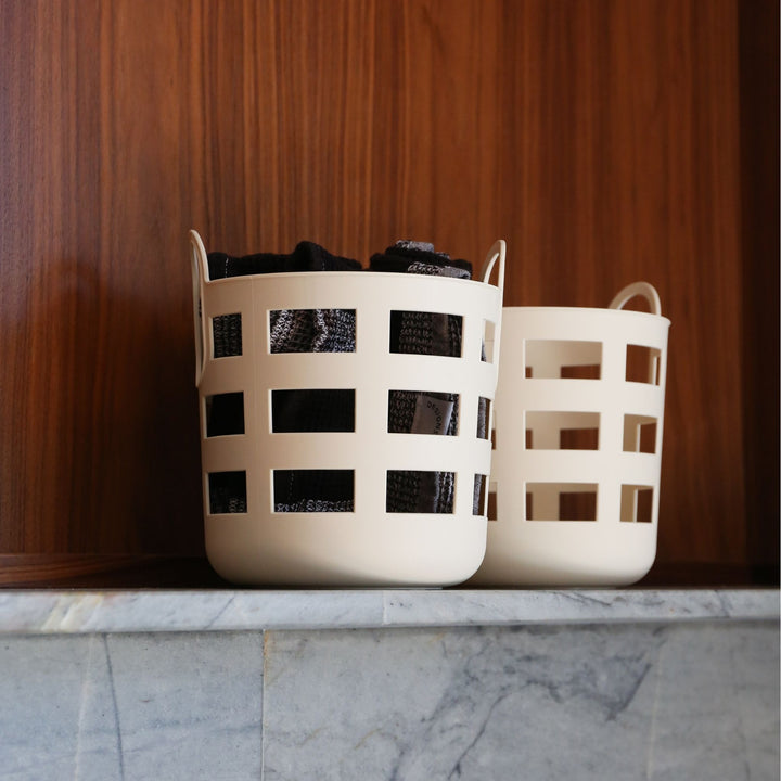 ENKEL STUDIO Storage Basket, Small, Sand (Set of 2)
