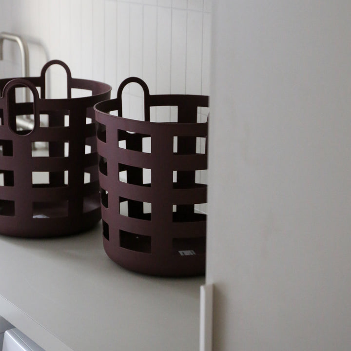 ENKEL STUDIO Storage and Laundry Basket, Large, Burgundy (Set of 2)