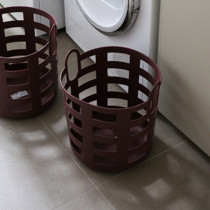 ENKEL STUDIO Storage and Laundry Basket, Large, Burgundy (Set of 2)