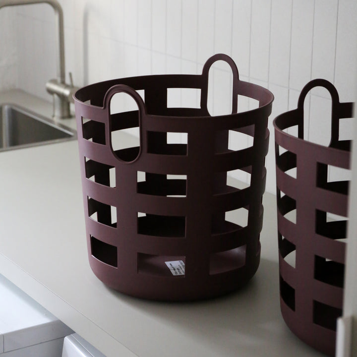 ENKEL STUDIO Storage and Laundry Basket, Large, Burgundy (Set of 2)