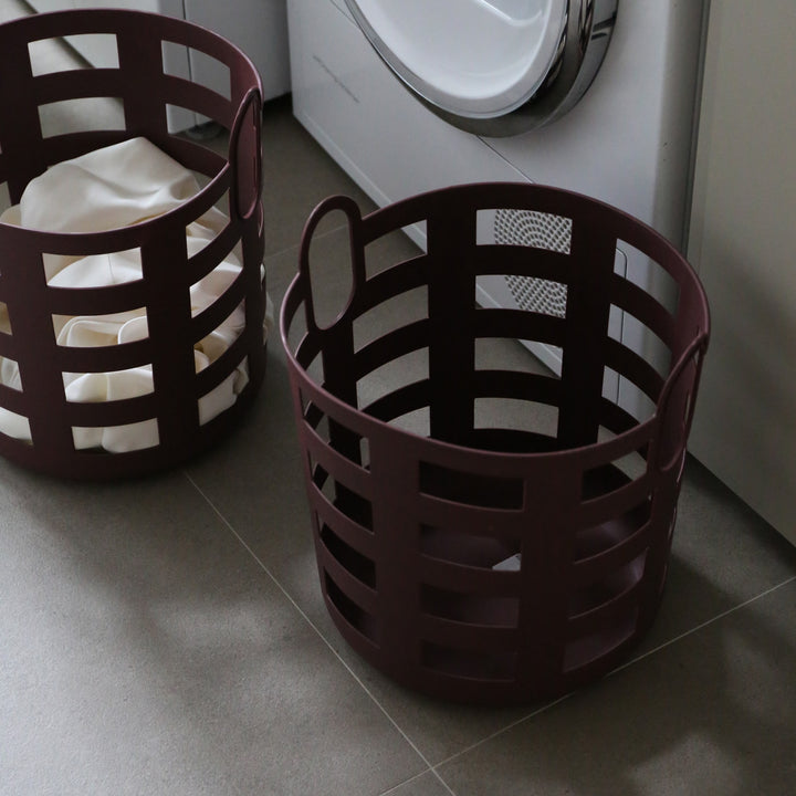 ENKEL STUDIO Storage and Laundry Basket, Large, Burgundy (Set of 2)