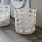 ENKEL STUDIO Storage and Laundry Basket, Large, White (Set of 2)