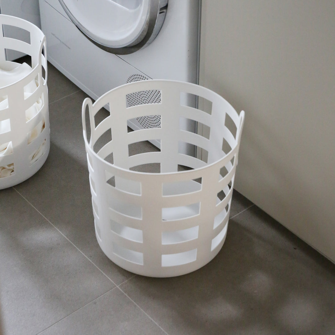 ENKEL STUDIO Storage and Laundry Basket, Large, White (Set of 2)