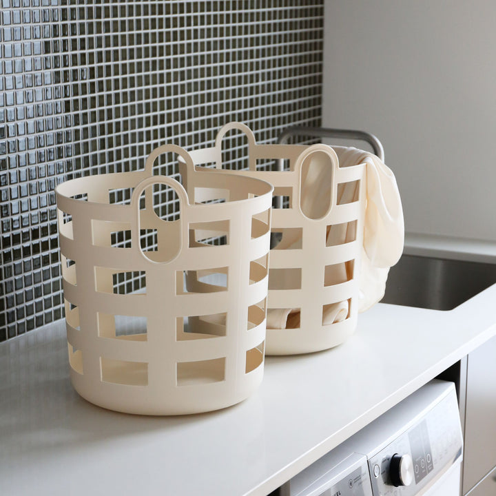 ENKEL STUDIO Storage and Laundry Basket, Large, Sand (Set of 2)