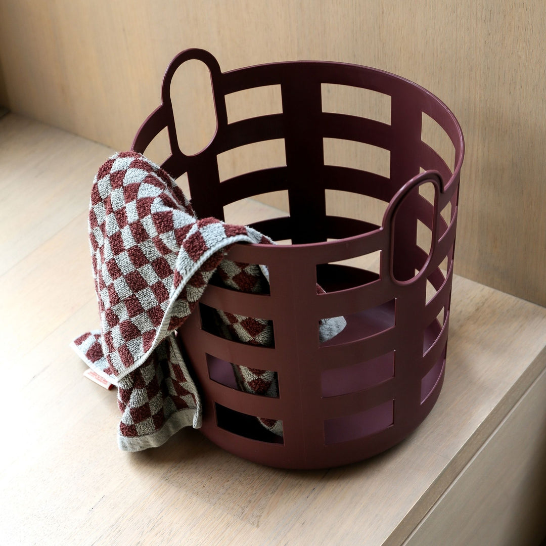 ENKEL STUDIO Storage and Laundry Basket, Large, Burgundy (Set of 2)