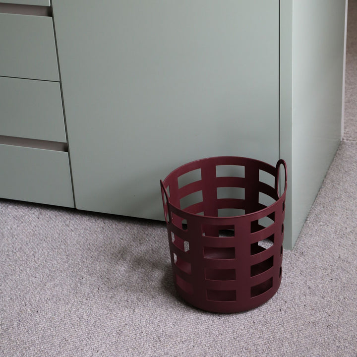 ENKEL STUDIO Storage and Laundry Basket, Large, Burgundy (Set of 2)