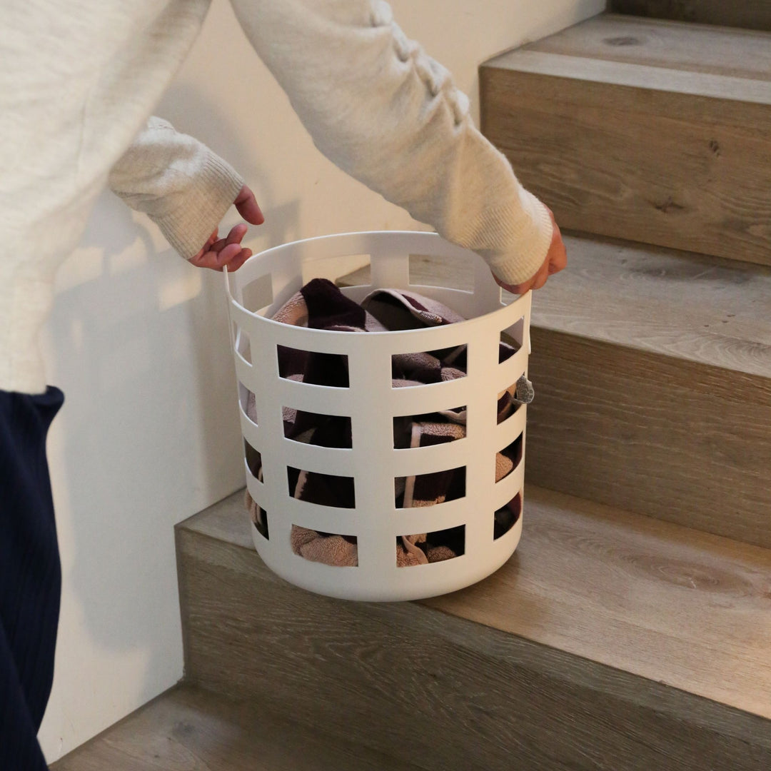 ENKEL STUDIO Storage and Laundry Basket, White (Set of 2)