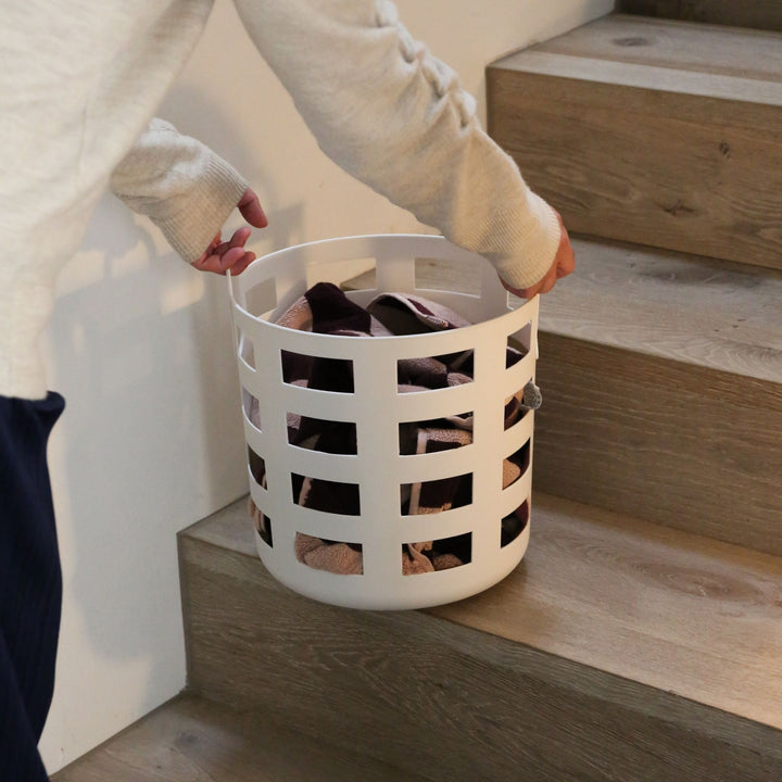ENKEL STUDIO Storage and Laundry Basket, White (Set of 2)