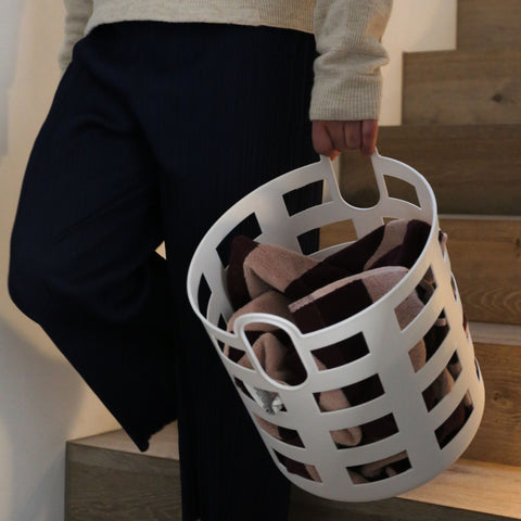 ENKEL STUDIO Storage and Laundry Basket, White (Set of 2)
