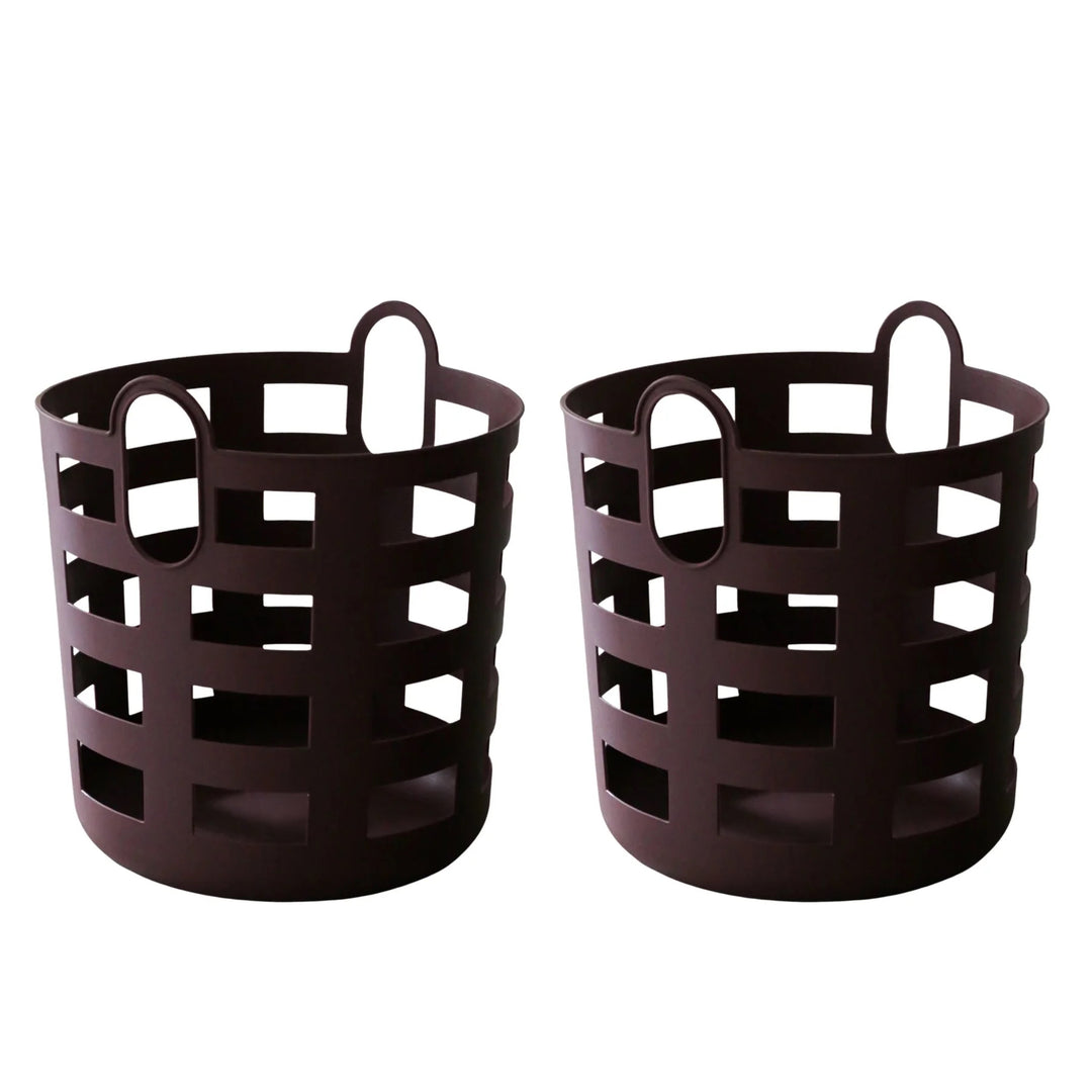 ENKEL STUDIO Storage and Laundry Basket, Large, Burgundy (Set of 2)