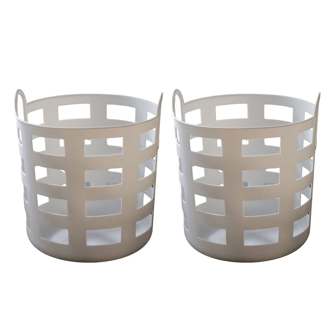 ENKEL STUDIO Storage and Laundry Basket, Large, White (Set of 2)