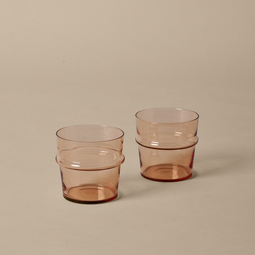 FERM LIVING Boya Low Glasses, Blush (Set of 2)