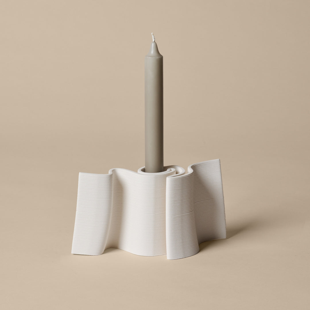 FERM LIVING Dedali Candle Holder, Off-White