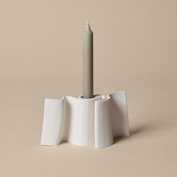 FERM LIVING Dedali Candle Holder, Off-White