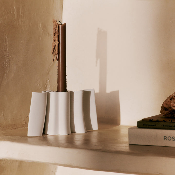 FERM LIVING Dedali Candle Holder, Off-White