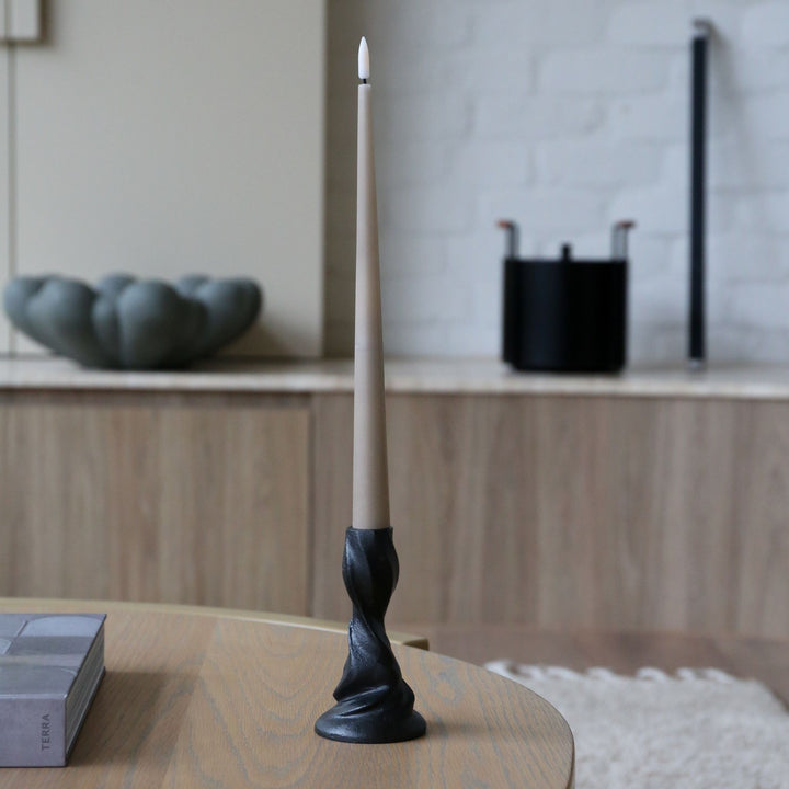 FERM LIVING Gale Candle Holder, Blackened Aluminium, H13cm