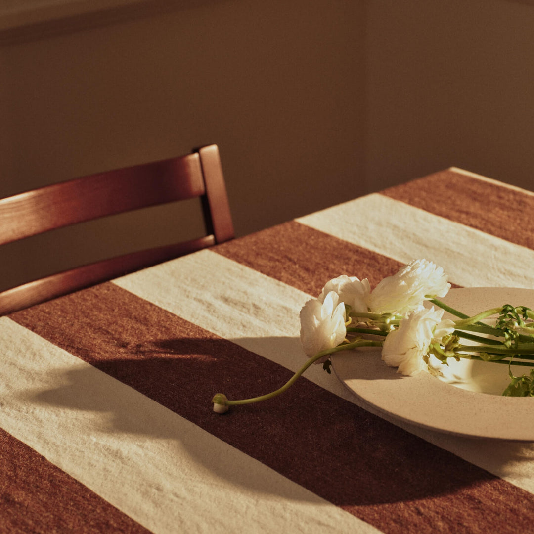 FERM LIVING Hale Tablecloth, Chestnut/Frosted Lime