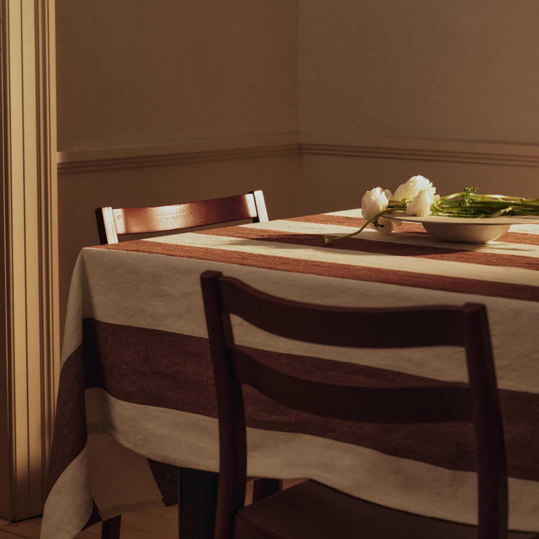 FERM LIVING Hale Tablecloth, Chestnut/Frosted Lime
