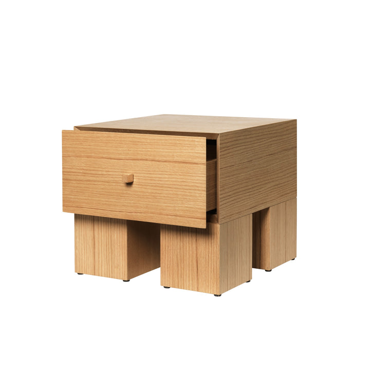 FERM LIVING Kuben Bedside Table 1x1, Natural Oak Veneer