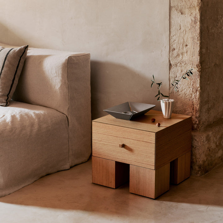 FERM LIVING Kuben Bedside Table 1x1, Natural Oak Veneer