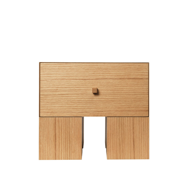 FERM LIVING Kuben Bedside Table 1x1, Natural Oak Veneer
