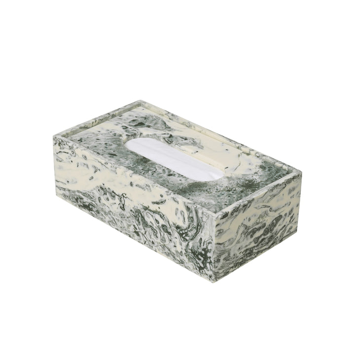 FERM LIVING Mist Tissue Box, 21x12cm, Emerald/Off-White