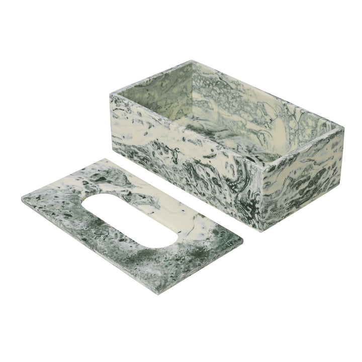 FERM LIVING Mist Tissue Box, 21x12cm, Emerald/Off-White