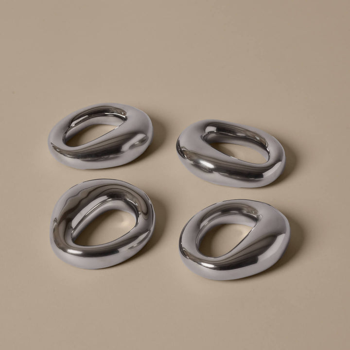 FERM LIVING Orrith Napkin Rings, Silver (Set of 4)