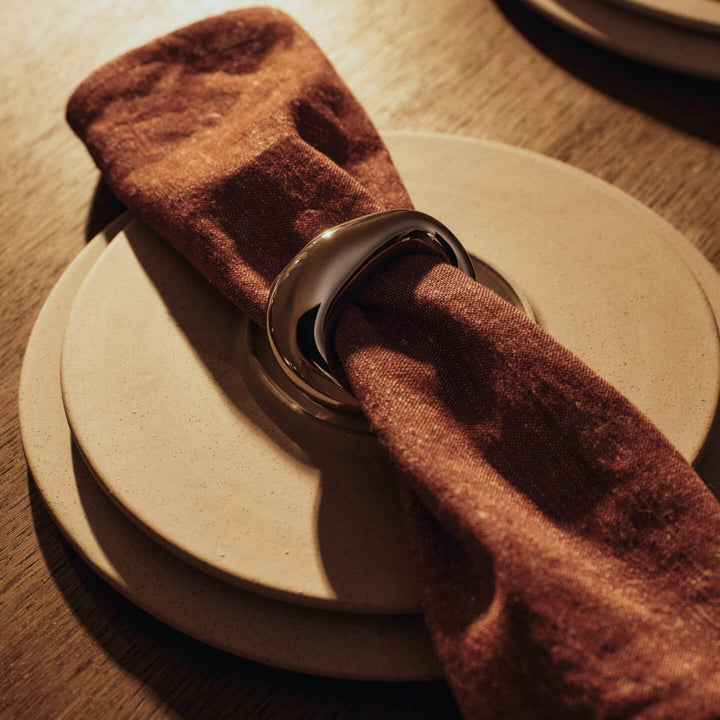 FERM LIVING Orrith Napkin Rings, Silver (Set of 4)