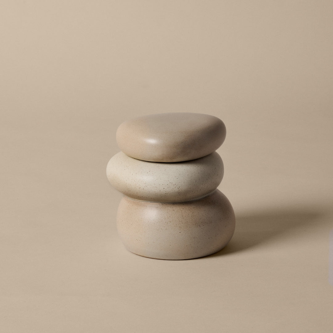 FERM LIVING Pebble Box, Large, H14cm, Sand/Cream