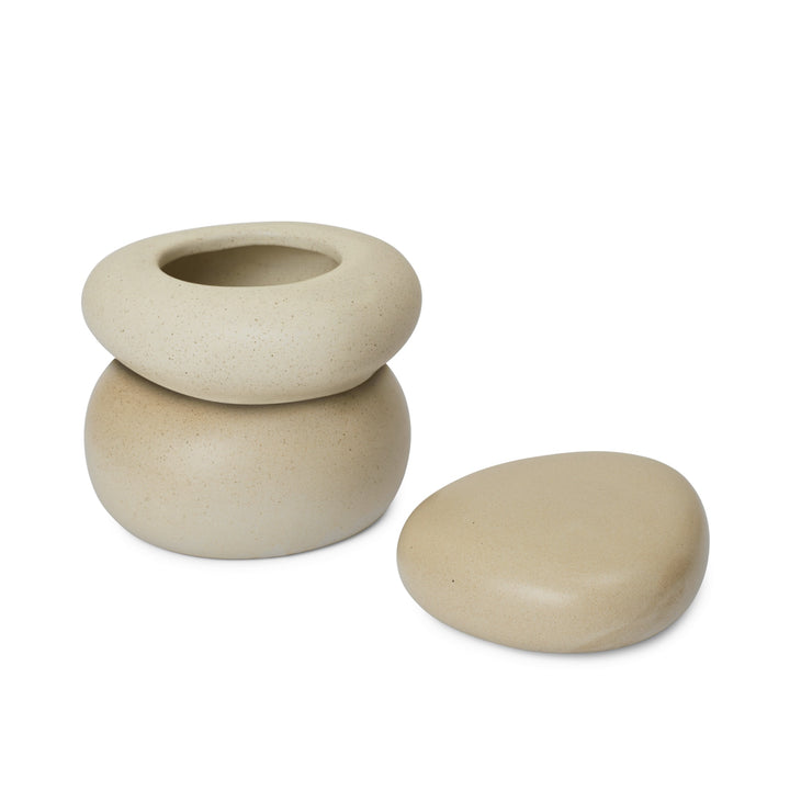 FERM LIVING Pebble Box, Large, H14cm, Sand/Cream
