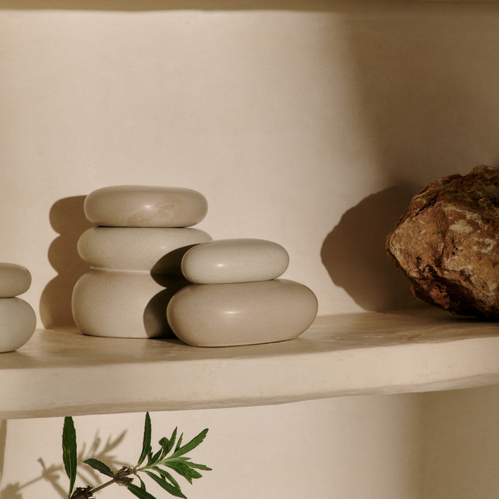 FERM LIVING Pebble Box, Medium, H11cm, Sand/Cream