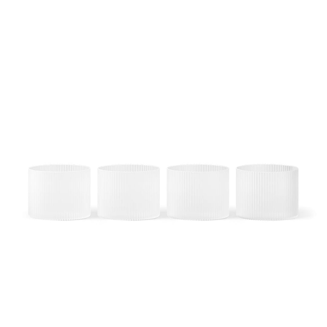 FERM LIVING Ripple Low Glasses, Frosted (Set of 4)