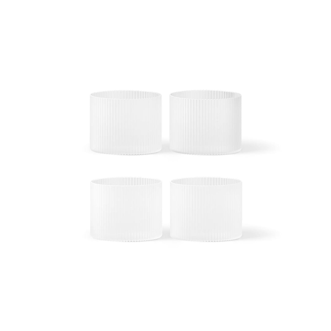 FERM LIVING Ripple Low Glasses, Frosted (Set of 4)