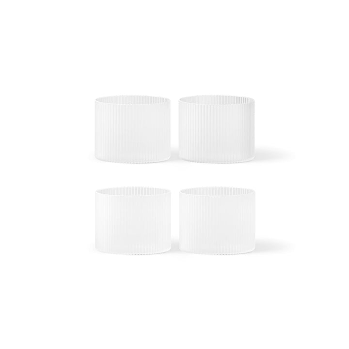 FERM LIVING Ripple Low Glasses, Frosted (Set of 4)